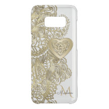 Monogram Gold Lace and Celtic Heart