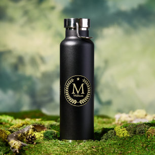 Monogram Gold Laurel Leaf Star Water Bottle
