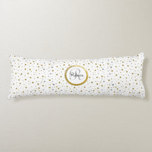 Monogram Gold Leaf Print Silver Confetti Body Pillow