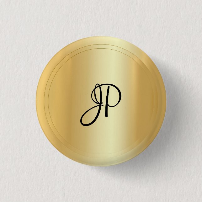 Monogram Gold Look Elegant Modern Template 1 Inch Round Button (Front)