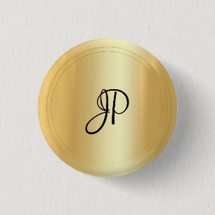 Monogram Gold Look Elegant Modern Template 1 Inch Round Button