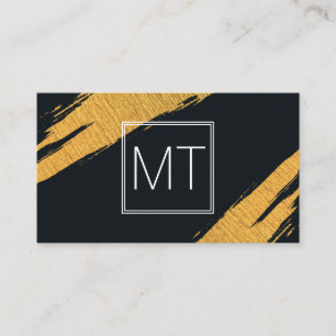 Monogram Gold Marks Double White Boxes Business Card