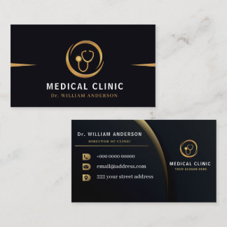 Monogram Gold Medical Stethoscope Logo Business Card
