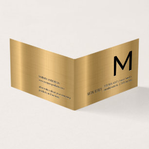 Monogram   Gold Metallic Background Business Card