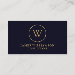Monogram Gold Navy Business Card