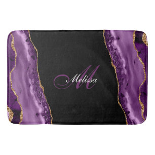 monogram gold purple agate bath mat