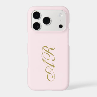 Monogram Gold Script Initials Pastel Pink Minimal