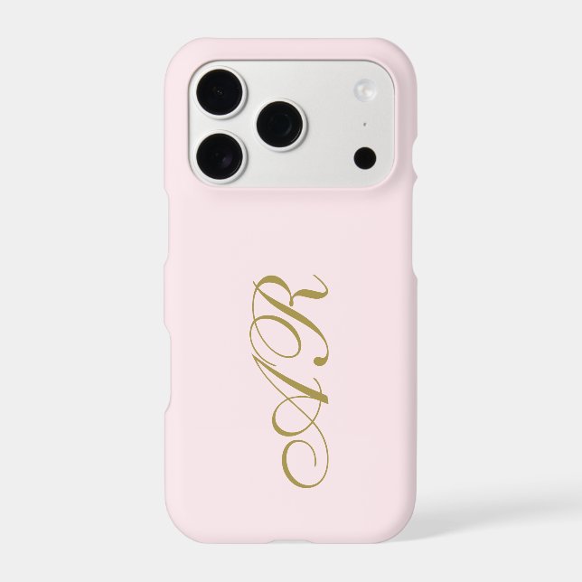 Monogram Gold Script Initials Pastel Pink Minimal (Back)