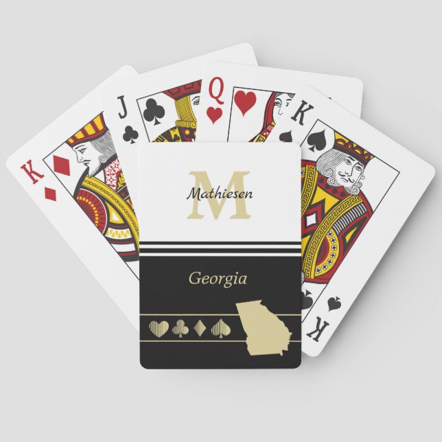 Monogram Gold Silhouette Georgia Playing Cards (Back)