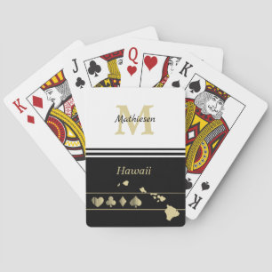 Monogram Gold Silhouette Hawaii Playing Cards