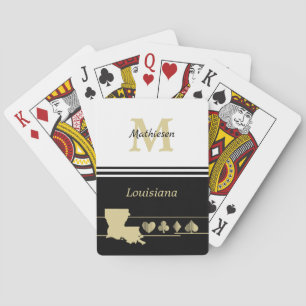 Monogram Gold Silhouette Louisiana Playing Cards
