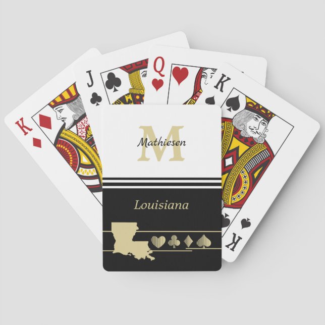 Monogram Gold Silhouette Louisiana Playing Cards (Back)