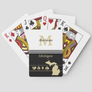 Monogram Gold Silhouette Michigan Playing Cards