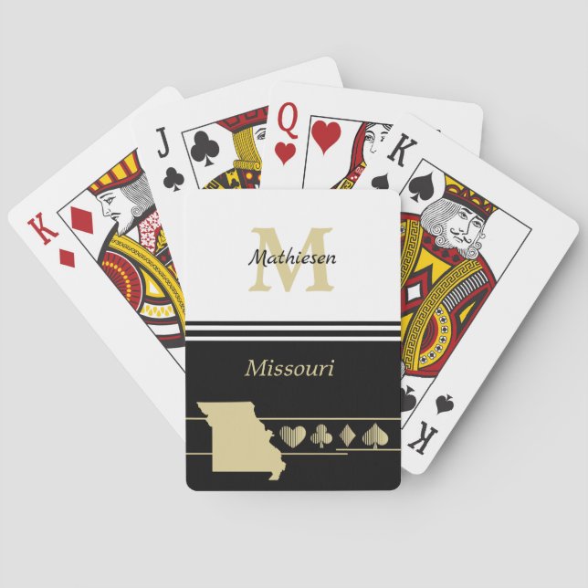 Monogram Gold Silhouette Missouri Playing Cards (Back)