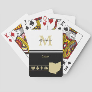 Monogram Gold Silhouette Ohio Playing Cards
