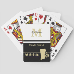 Monogram Gold Silhouette Rhode Island Playing Cards