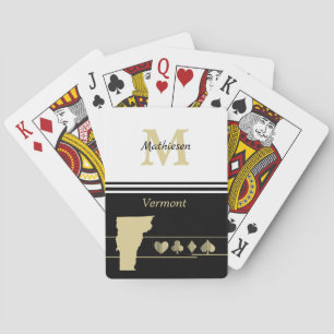 Monogram Gold Silhouette Vermont Playing Cards