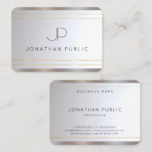 Monogram Gold Silver Elegant Template Modern Business Card
