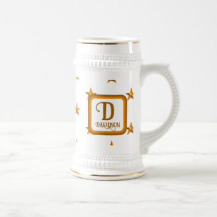 Monogram Gold Star Family Name Initial Keepsake Beer Stein