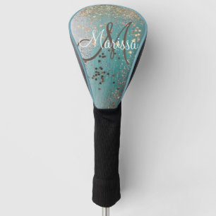Monogram Gold Stars on Teal           Golf Head Cover