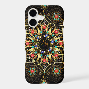 Monogram Gold Turquiose Red Mandala Jewel 