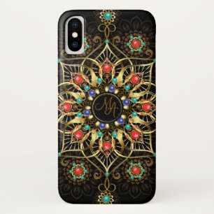 Monogram Gold Turquiose Red Mandala Jewel  Case-Mate iPhone Case