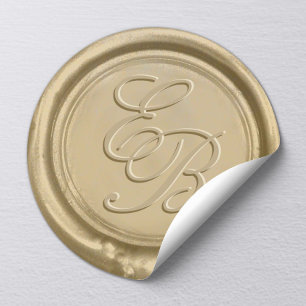 Monogram Gold Wax Envelope Seal Wedding Stickers