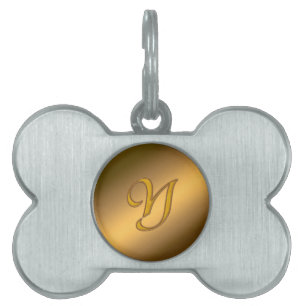 Monogram Gold Y Pet ID Tag