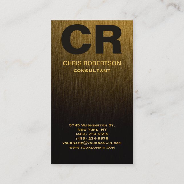 Monogram Gold Yellow Wood Effect Business Card (Front)