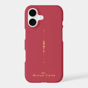 Monogram Golden Dark Red Moderne Minimaliste Coo