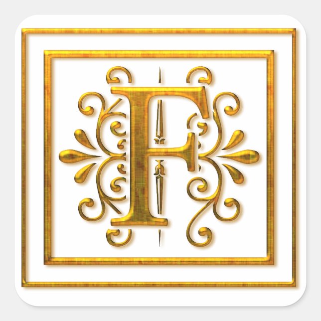 Monogram Golden F Elegant Stickers (Front)