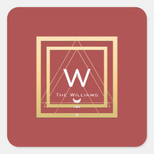 Monogram Golden  Frame Minimalism Geometry Triangl Square Sticker