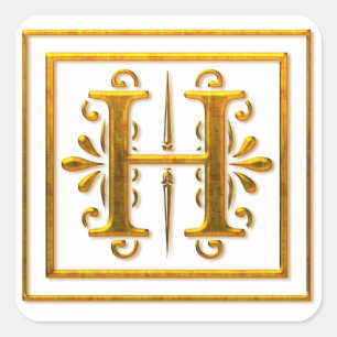 Monogram Golden H Elegant Stickers
