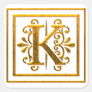 Monogram Golden K Elegant Stickers