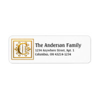 Monogram Golden Letter C Elegant Address Labels