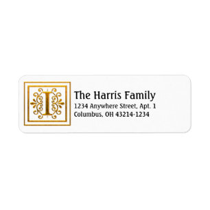 Monogram Golden Letter I Elegant Address Labels