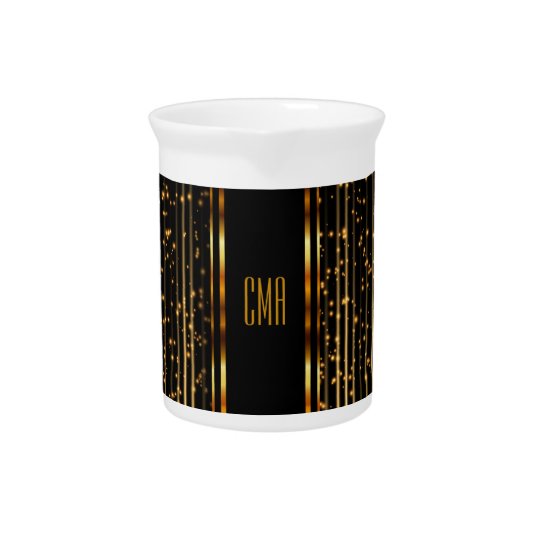 Monogram Golden Light Shower on Black Pitcher