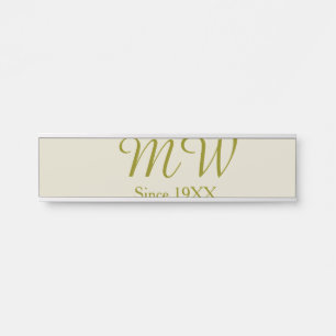 Monogram golden since 19XX year oatmeal wedding na Door Sign