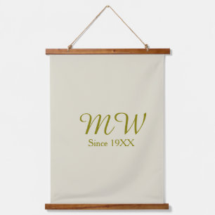 Monogram golden since 19XX year oatmeal wedding na Hanging Tapestry