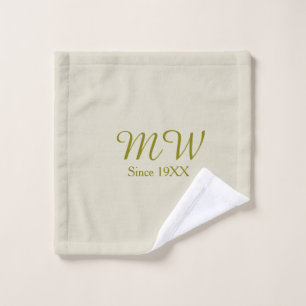 Monogram golden since 19XX year oatmeal wedding na Wash Cloth