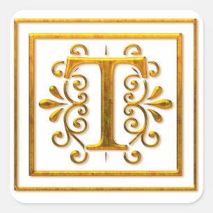 Monogram Golden T Elegant Stickers