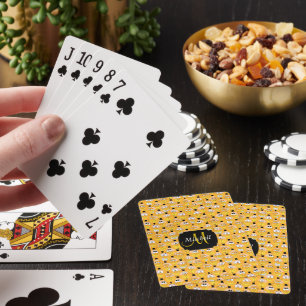Monogram Golden Yellow 😀 Emoji Design Playing Cards