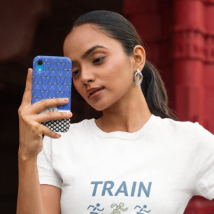 Monogram golf patterns blue black iPhone 15 mini case