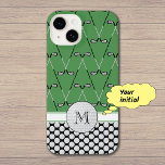 Monogram golf patterns green iPhone 14 case<br><div class="desc">Add a monogram to the 'golf ball' to personalize this striking case coloured green,  white and black. It has two golfing-themed patterns: crossed golf clubs on green,  and polka dot golf balls on black.</div>
