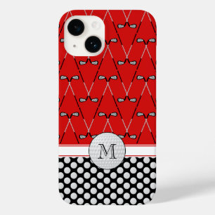 Monogram golf patterns red black Case-Mate iPhone 14 case