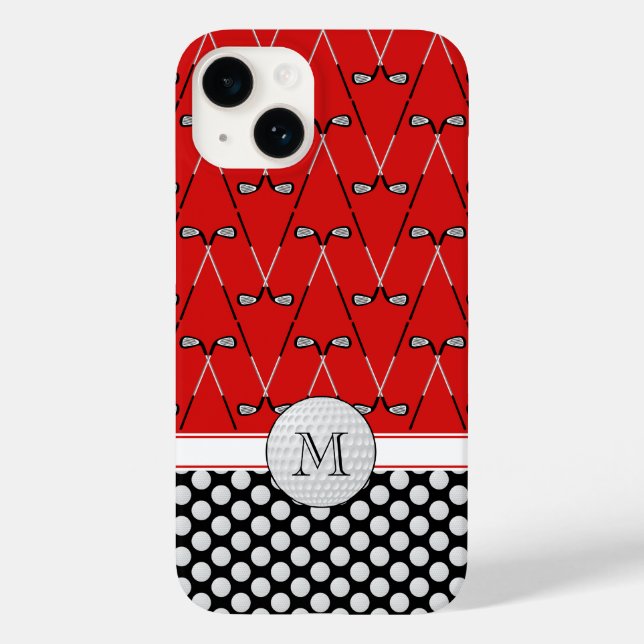 Monogram golf patterns red black Case-Mate iPhone case (Back)