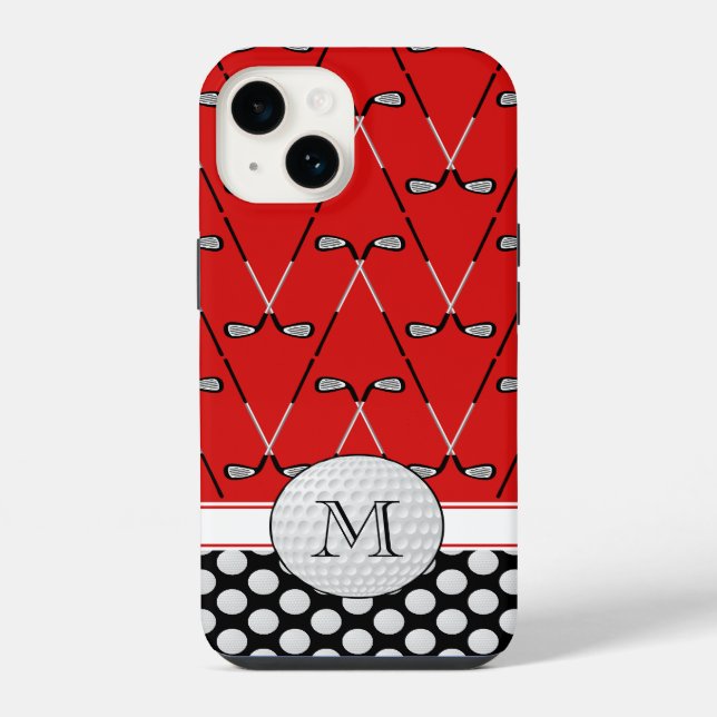 Monogram golf patterns red black iPhone case (Back)