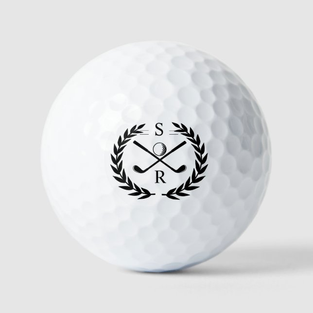 Monogram Golf Player Laurel Wreath Clubs Ball  (Front)