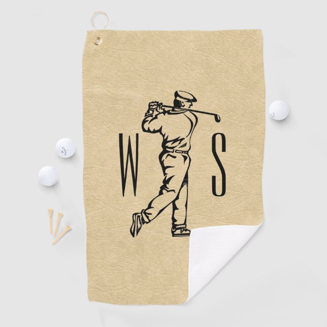 Monogram Golf Sports Design Leather Look Towel (InSitu)