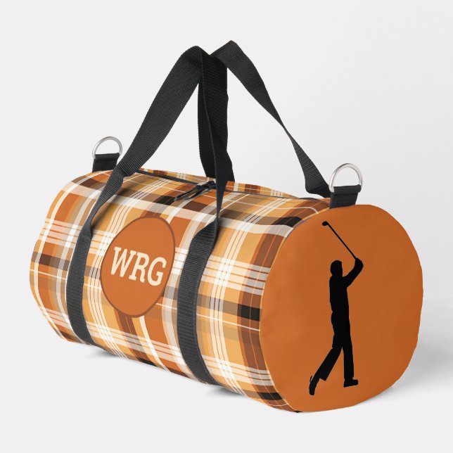Monogram Golfer "Autumn Gold" Plaid  Duffle Bag (Left Corner)